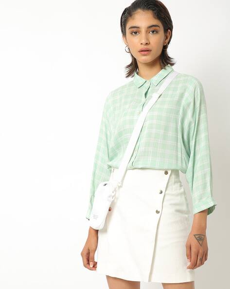 light green check shirt