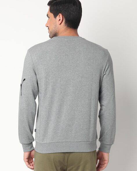 big grey sweatshirt