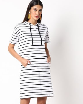 striped hooded dress