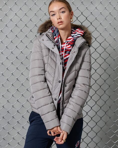 Womens grey hot sale superdry coat