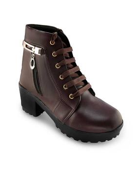 brown ankle length boots