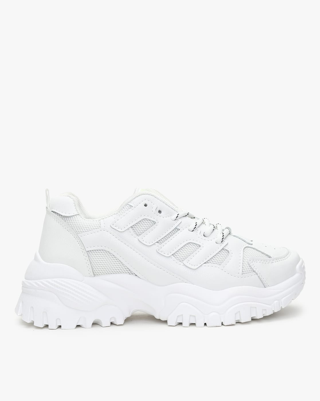 Women Panelled Chunky White Sneakers