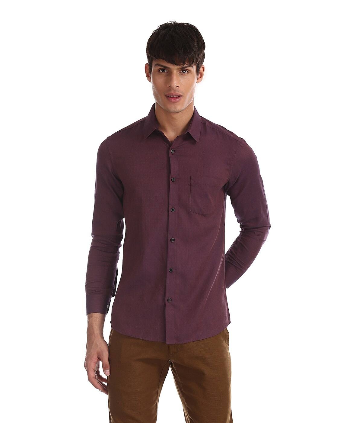 Buy Maroon Shirts for Men by EXCALIBUR 