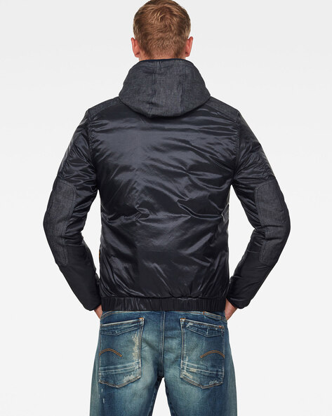 Textured Zip Front Hooded Jacket