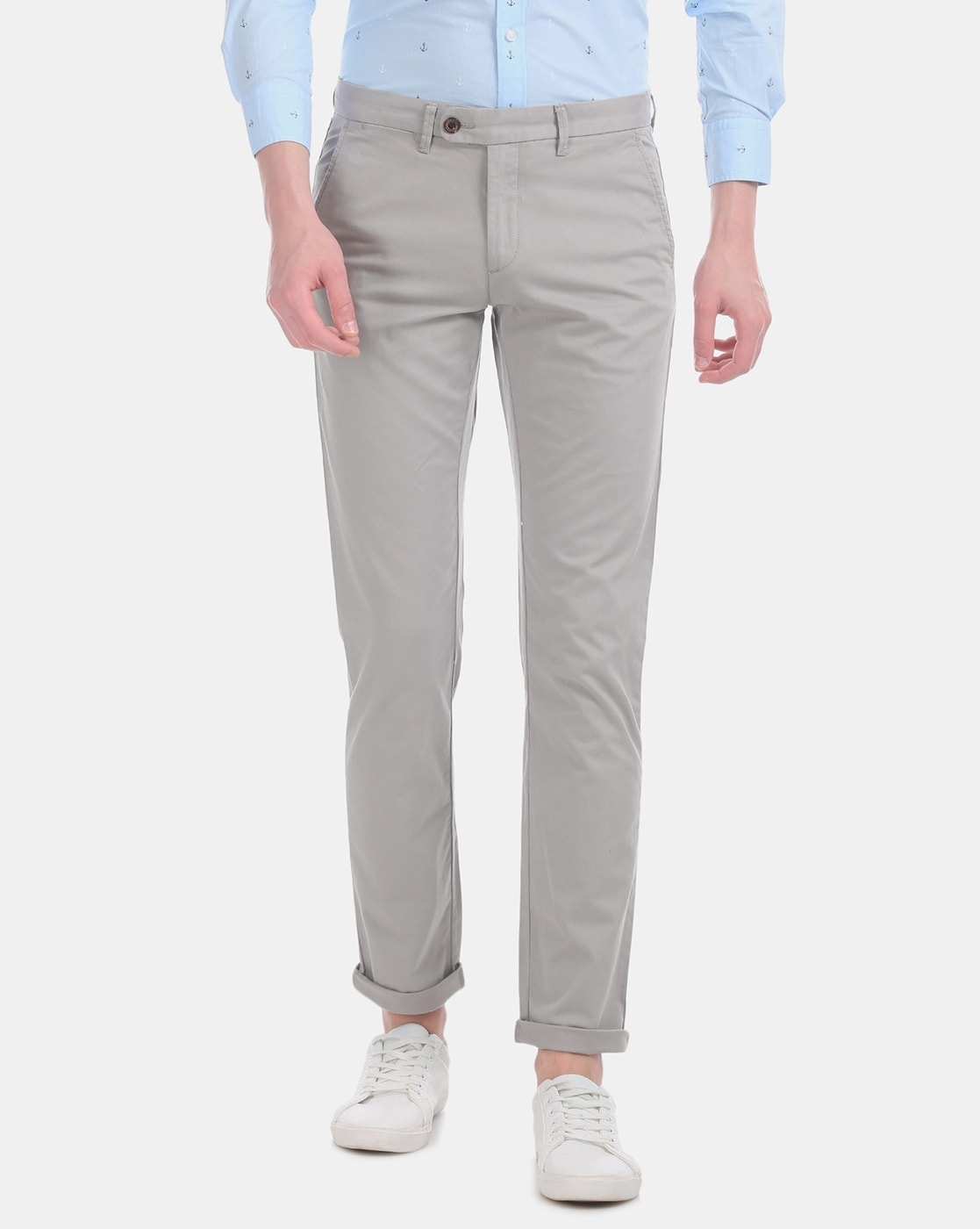 Buy Arrow Sport Navy Chrysler Fit Casual Trousers - Trousers for Men 632174  | Myntra