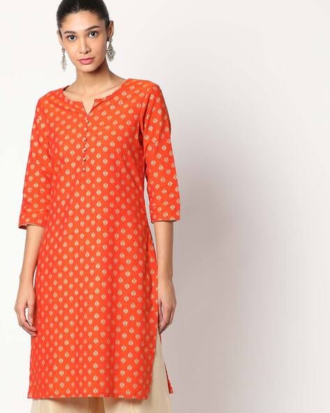 Buy Orange Kurtis for Women | Trendy Orange Colour Kurtis