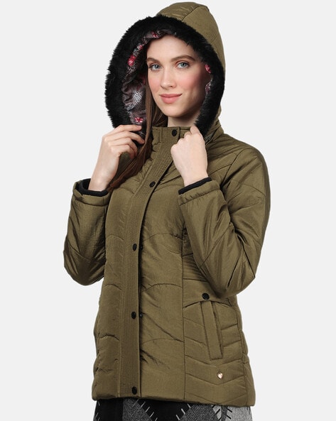 Buy MONTE CARLO Printed Blended Fabric Hooded Women's Casual Jacket |  Shoppers Stop