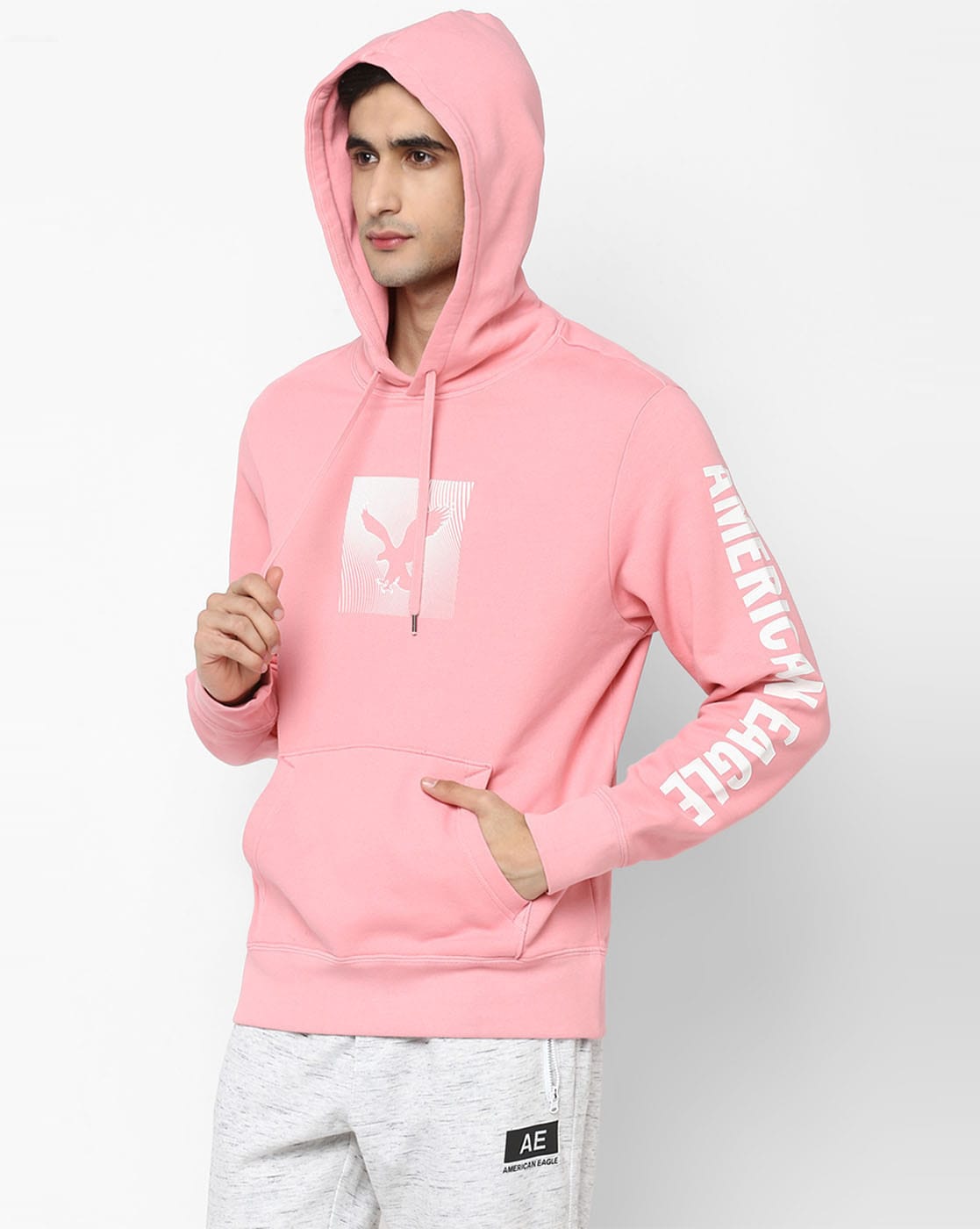 Pink hoodie american online eagle