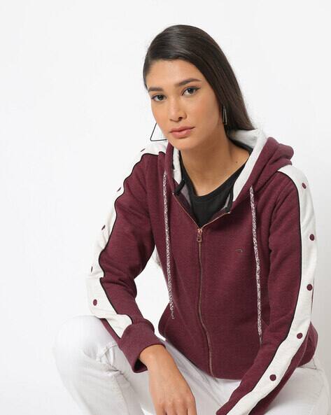 burgundy zip hoodie women's