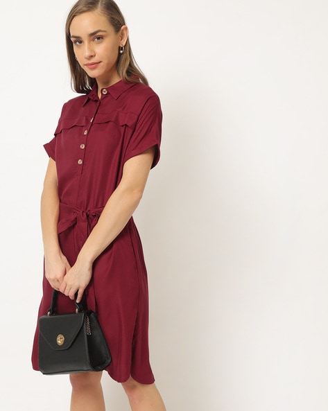 Cotton Shirt Dress with Tie-Up