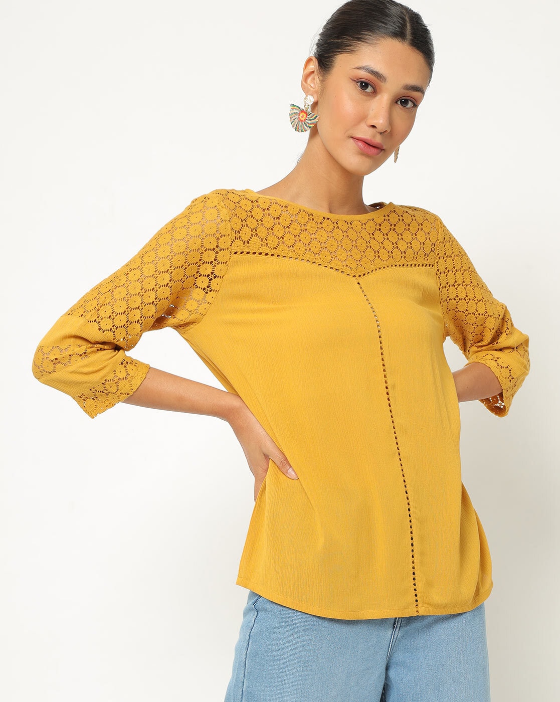 Mustard yellow hot sale top