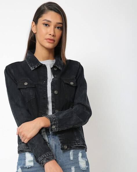 black jean crop jacket