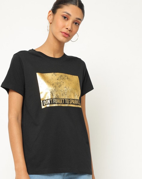 Foil Print Crew-Neck T-shirt