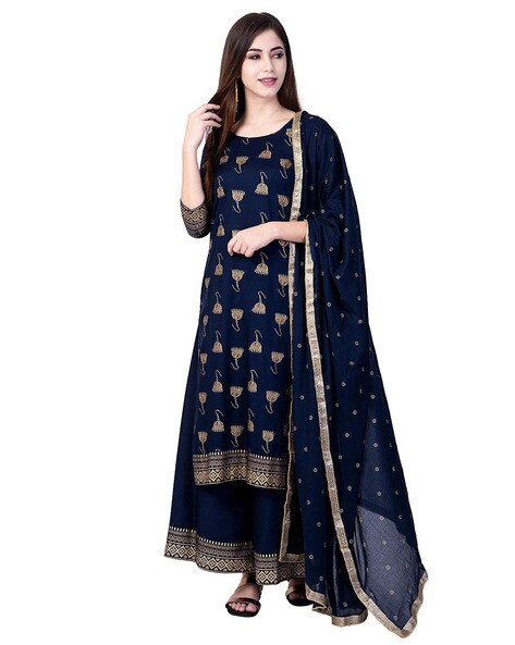 Graphic Print Straight Kurta Set