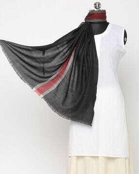 Textured Stole with Frayed Hems-image-46