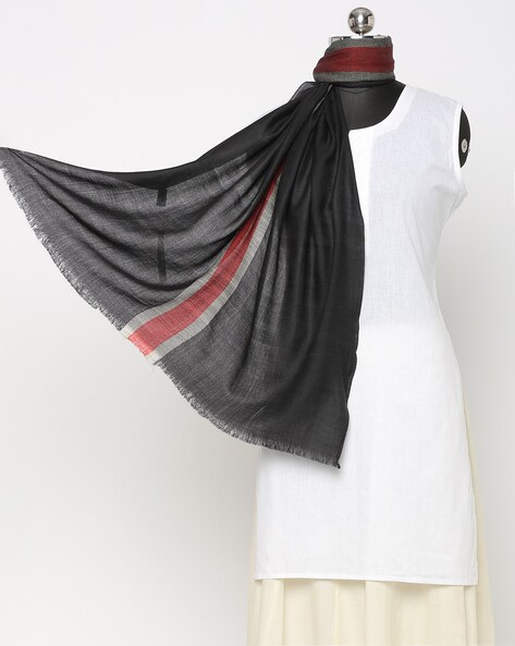 Textured Stole with Frayed Hems Price in India