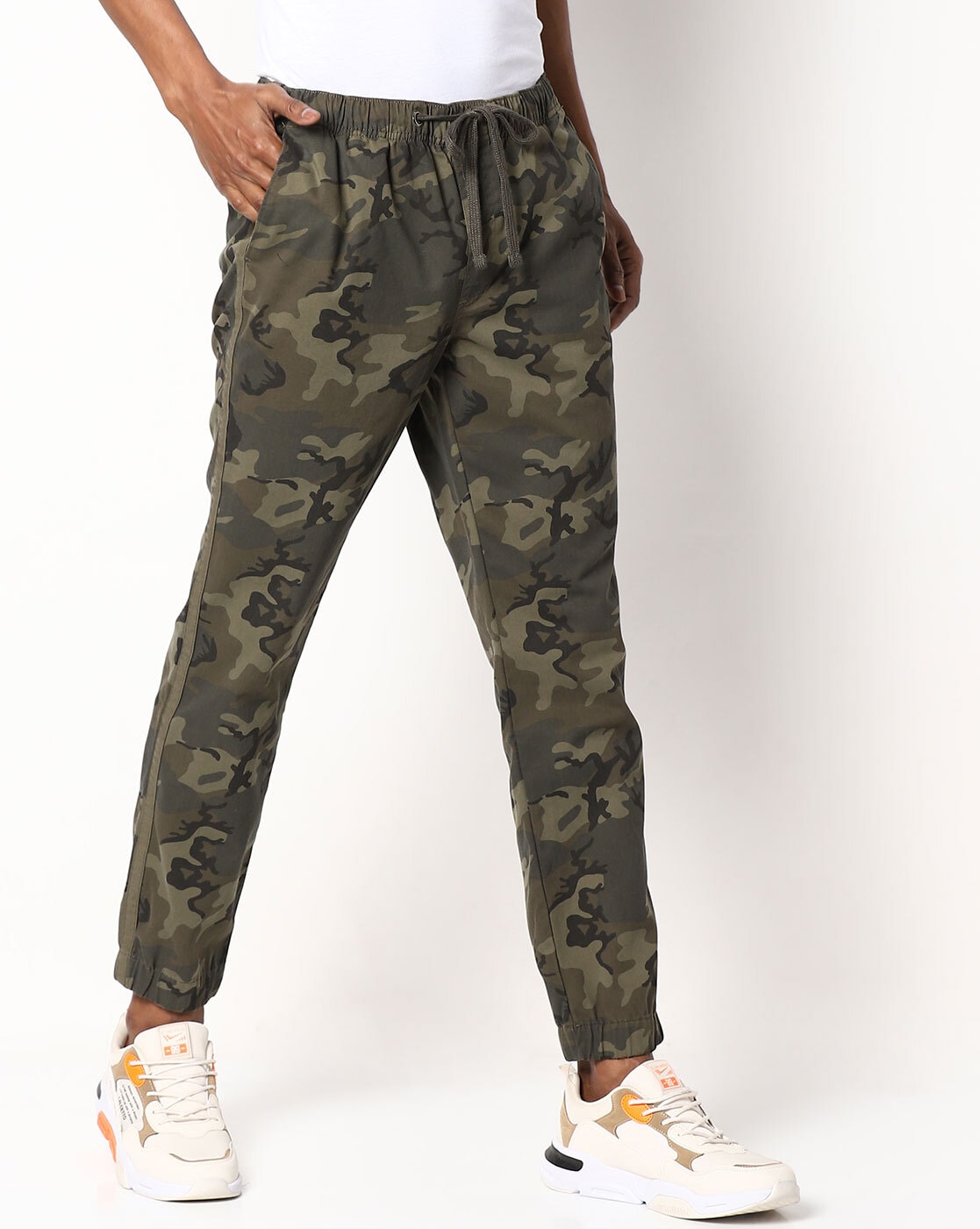 Buy CAMOUFLAGE LOW-WAIST GREEN CARGO PANT for Women Online in India