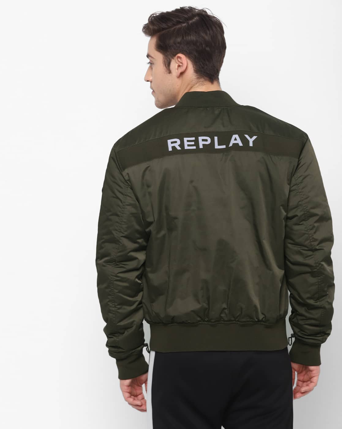 replay bomber jacket green