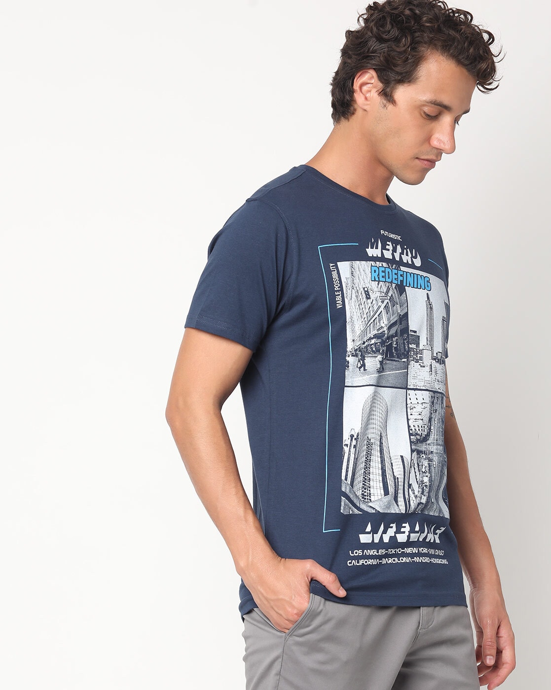 Buy Navy Blue Tshirts for Men by DNMX Online