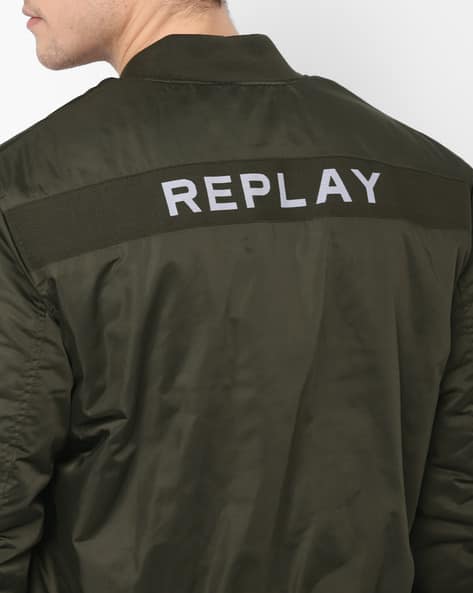 replay bomber jacket green
