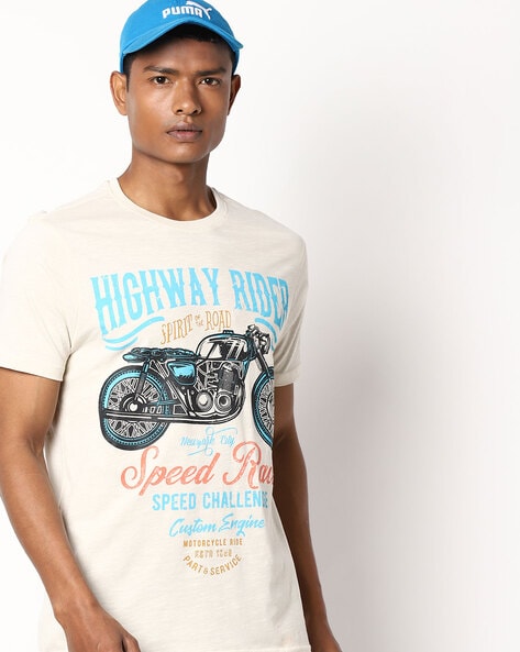 Highway Rider Graphic Print Crew-Neck T-shirt