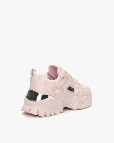 Buffalo London Lowtop Sneaker in White and Pink Leopard | ASOS