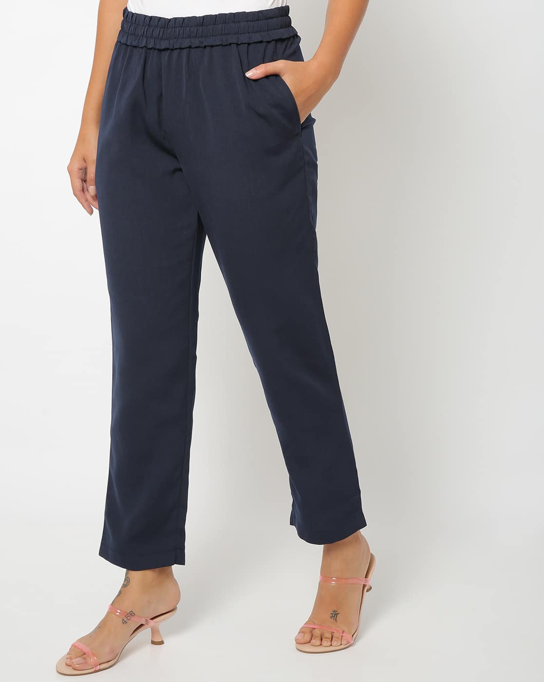Buy Navy Trousers \u0026 Pants for Women by 