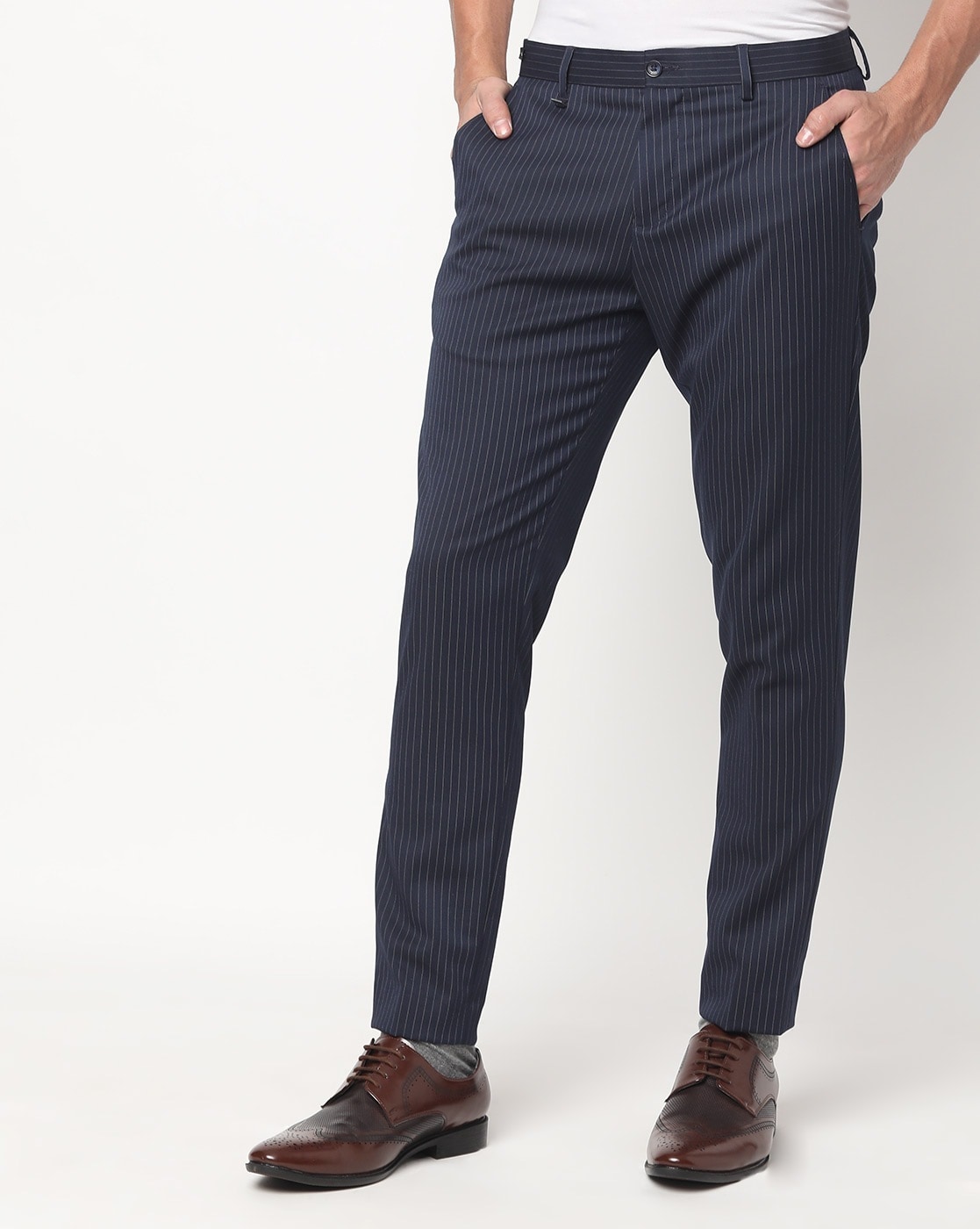 Men's Blue Cotton Striped Formal Trousers at Rs 992.00 | Trousers for men,  पुरुषों की पतलून - NOZ2TOZ, New Delhi | ID: 2851929728155