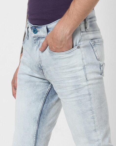 Buy Light Blue Low Rise Liam Skinny Jeans for Men