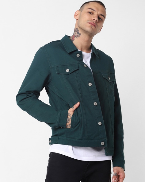 Jack and jones sale green denim jacket