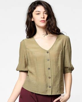button down v neck