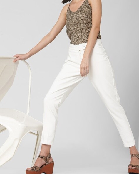 VMEVA low waist trousers | White | Vero Moda®