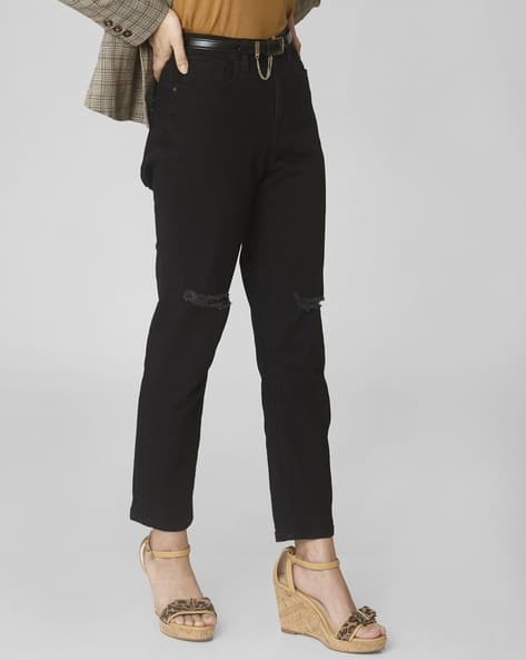 Slim Fit Jeans with Slit Knee