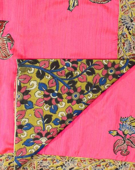 Saffron orange and maroon raw silk patch work silk cotton saree with blouse  piece - set of two by Kundavai | The Secret Label