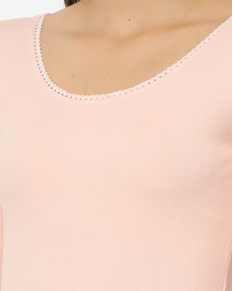 Scoop Neck Top with Lace Trim