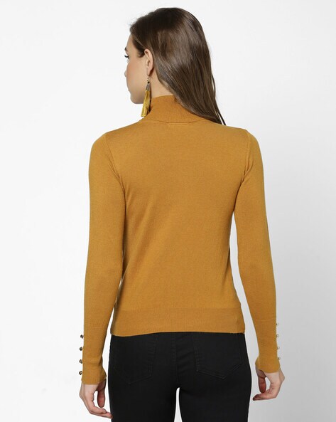 Open Sleeve Yellow Accent Sweater - Women - Ready-to-Wear