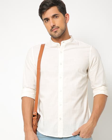 UNITED COLORS OF BENETTON Slim Fit Shirt with Band Collar