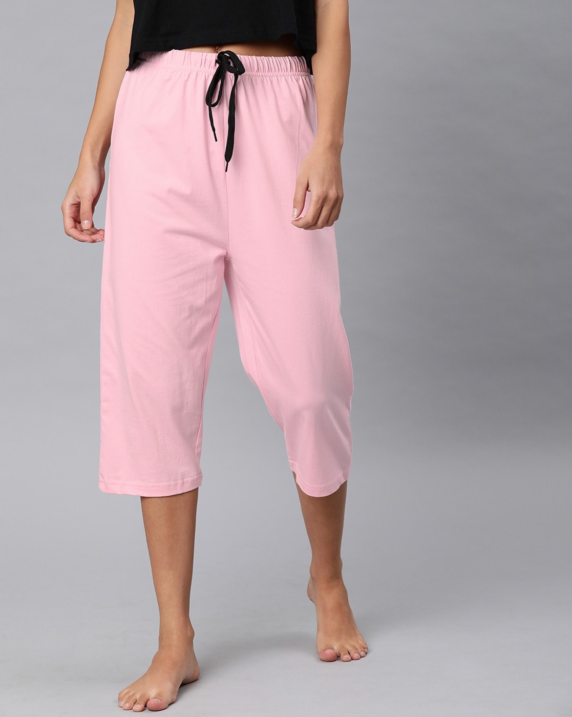 Mid Rise Capris with Elasticated Waistband