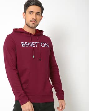united colors of benetton Typographic Print Slim Fit Hoodie with Kangaroo Pocket-picture-23