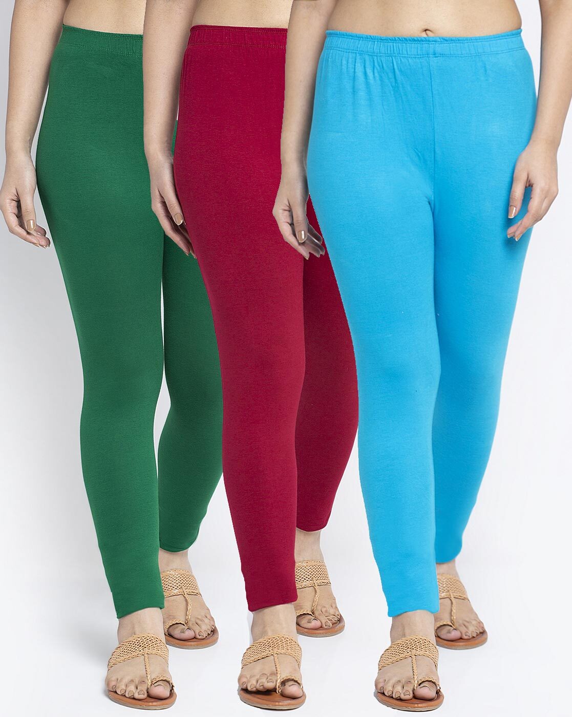 Buy Grey & Green Leggings for Women by GRACIT Online | Ajio.com