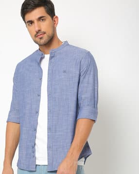 united colors of benetton Slim Fit Shirt with Band Collar-picture-52