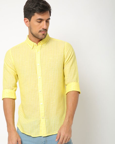 yellow mens button down