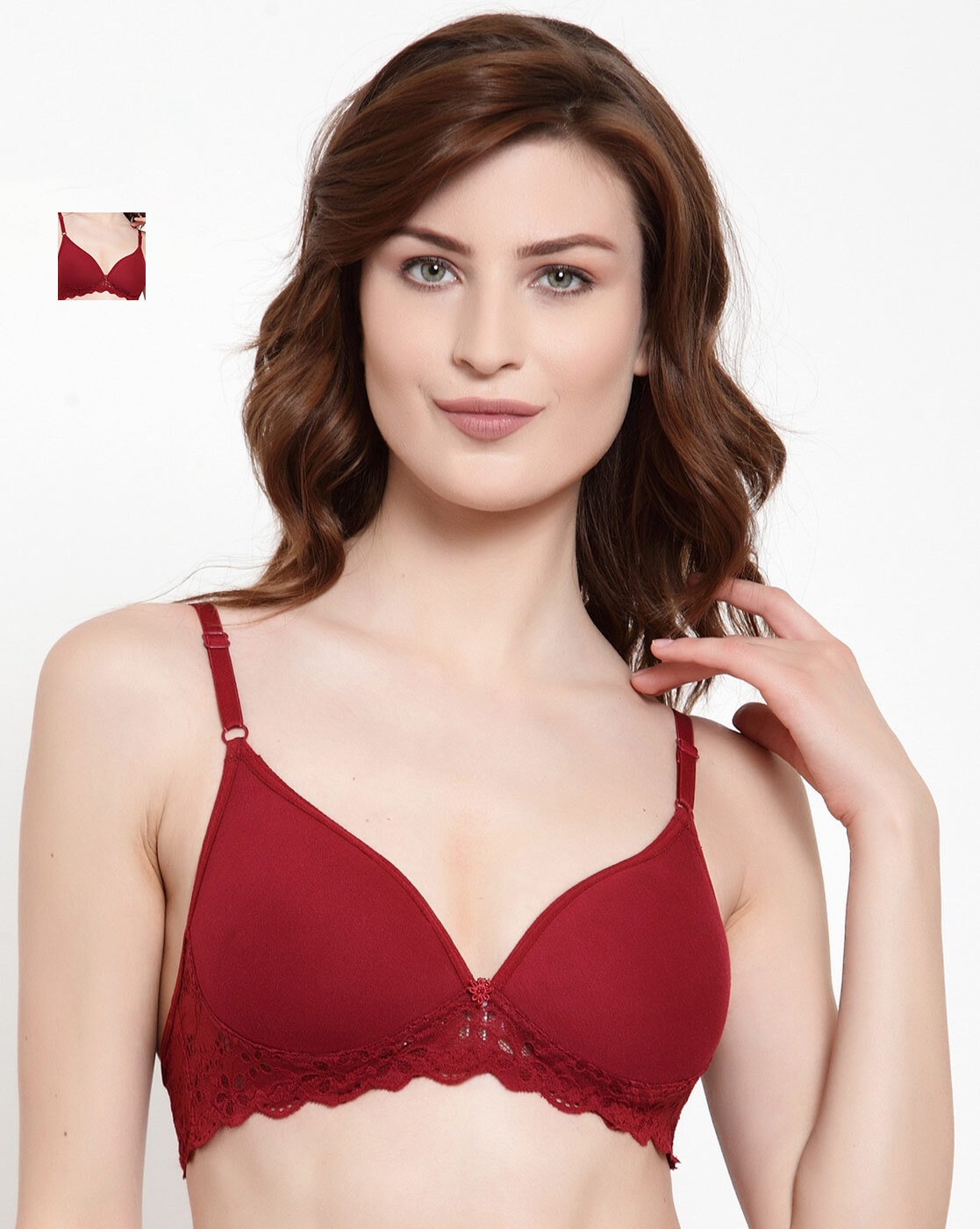 Lightly Padded Bra with Lace Panel