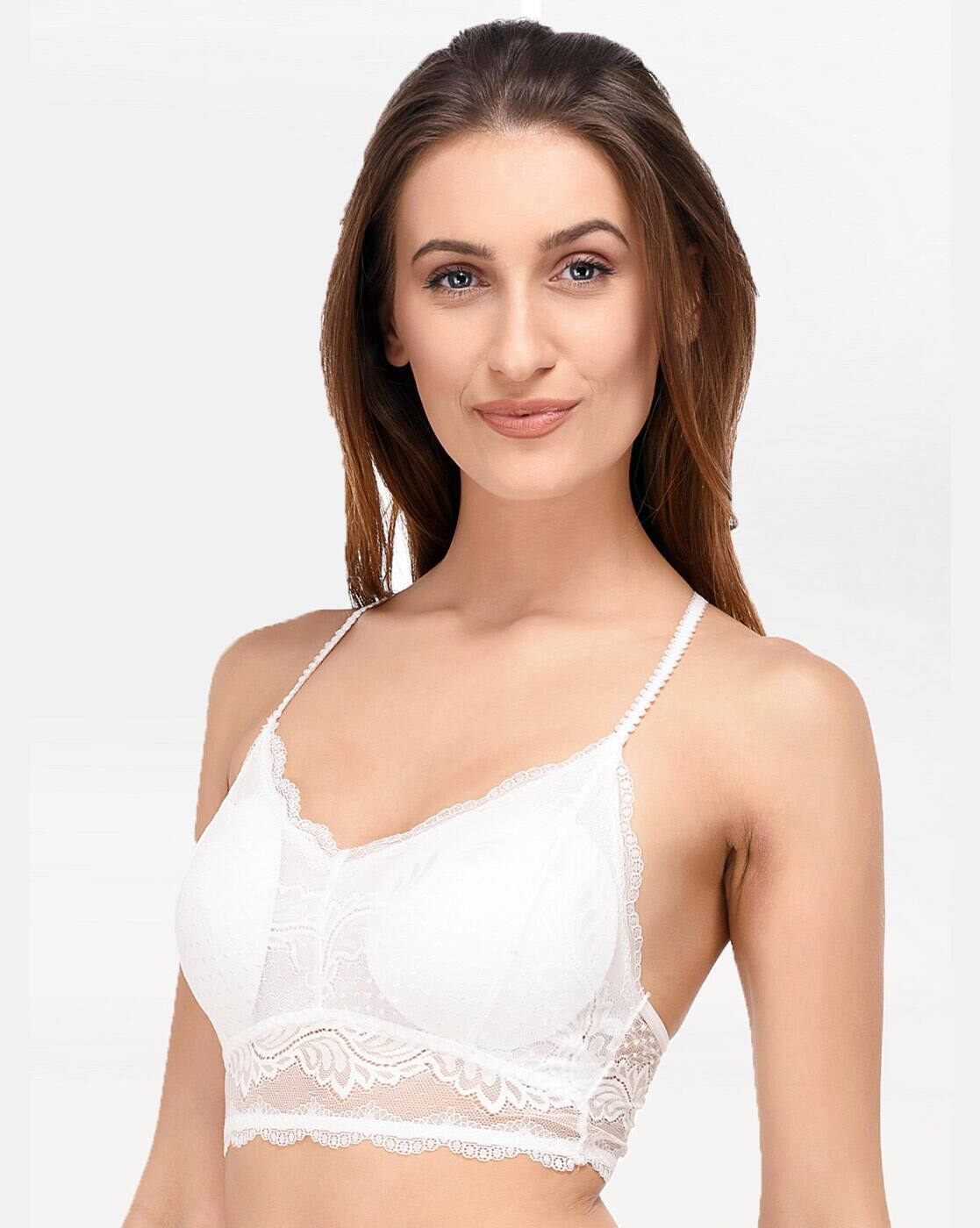 white padded lace bralette