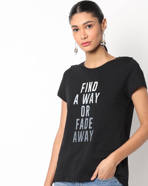Black Tshirts for Women by DNMX Online 