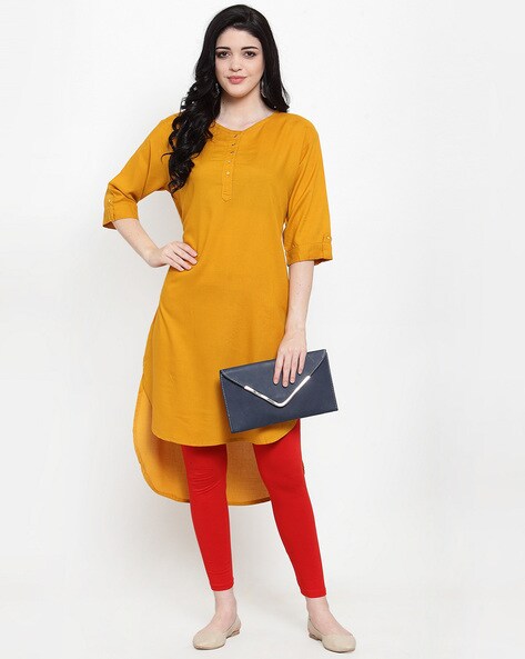 Indian Cotton Churidar Lyra Free Size Lemon Women Legging Kurta Kurti,  Yellow | eBay