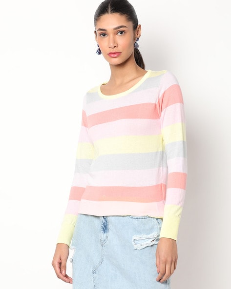 Striped Round Neck Sweatshirt