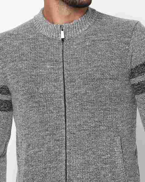 Zip-Front Slim Fit Sweater with Insert Pockets view 3