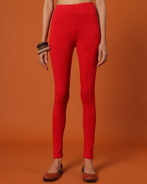 Buy Red Leggings for Women by Svrnaa 