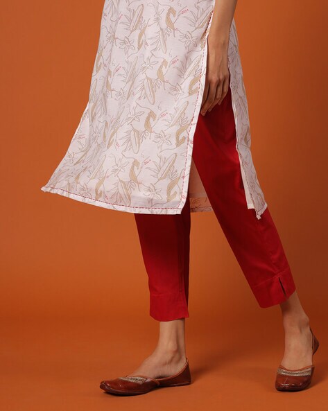 Women Cotton Lycra Stretch Flat-Front Pants Price in India
